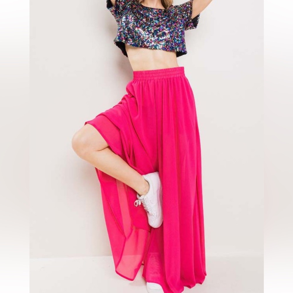 Elegant Pink Maxi Wide Leg Pants - Picture 2 of 4